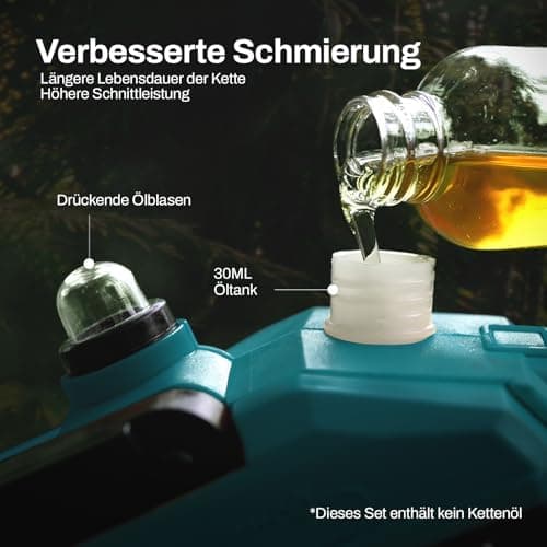 KIESBOHR Mini Akku Kettensäge für Profis, Kompatibel mit Makita 18V Akku, Ohne Akku und Kettenöl CS001 (8 Zoll, brushles