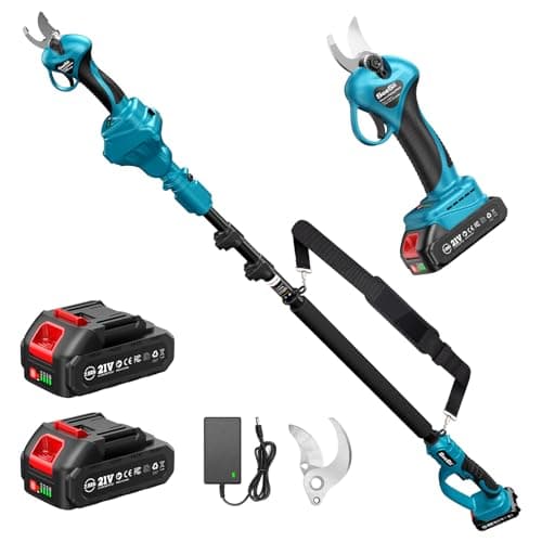 SeeSii Akku Baumschere - Langlebige Batterie mit 2x2000 mAh Kapazität - Bypass-Klingen - Für professionelle Gartenarbeit