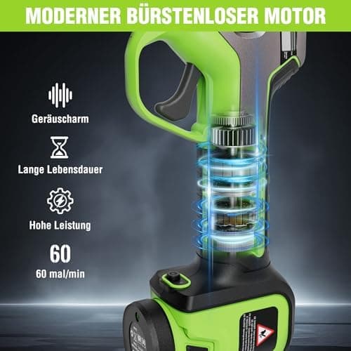 WORKPRO 12V Akku Heckenschere mit bürstenlosem Motor, professionelle Gartenschere für Garten und Obstbäume, 2-Akku-Koffe