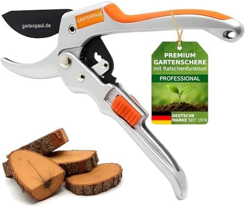 GARTENPAUL Premium Gartenschere mit Ratschenfunktion, robuste Profi-Qualität, 30 Jahre Qualität für Gartenfreunde