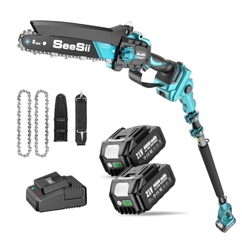 SEESII 2-in-1 Akku Hochentaster, |87m Reichweite elektrische Kettensäge mit 2 x 4000 mAh Batterien für Baumtrimmen und A