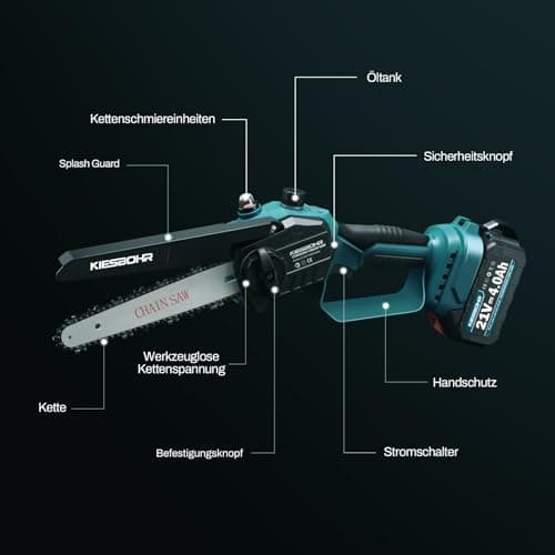 KIESBOHR Mini Akku Kettensäge für Makita 18V Akku, Verbesserte Kettenschmierung 6 Zoll, Elektrisch (ohne Akku)  
KIESBOH
