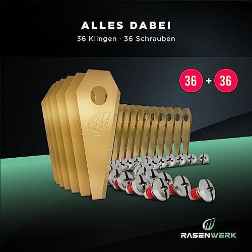 RASENWERK® Hochwertige Mährobotermesser für Bosch Indego - Universal Ersatzklingen - Titancarbid legierte Klingen, 36 St