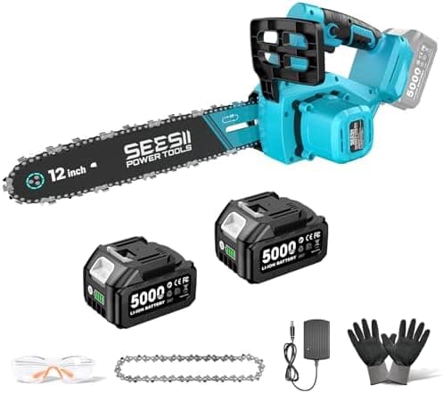 SEESII 18V Mini Kettensäge, Einhand Aufchargebare Säge mit Automatischem Ölversorgung, Ideal für Gartenarbeiten und Holz