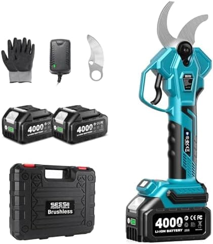 SEESII Akku Astschere CS440 – Bürstenloses elektrisches Gartengerät mit SK5-Klinge und 2 * 4000 mAh Akkus, für professio