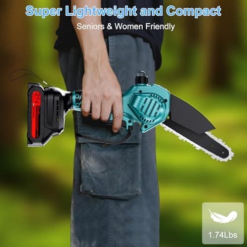 Olubfdh Mini Kettensäge Akku 4000mAh für Gartenarbeiten und Holzschneiderei