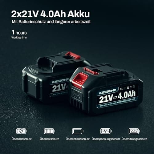 KIESBOHR Akku-Kettensäge 8 Zoll für Profis mit Kettenschmiersystem Batteriebetrieb