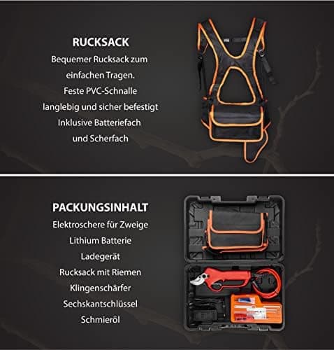 STREND PRO Akku Gartenschere max 40mm Schnitte | Professional | 10 Stunden Batterie-Leben