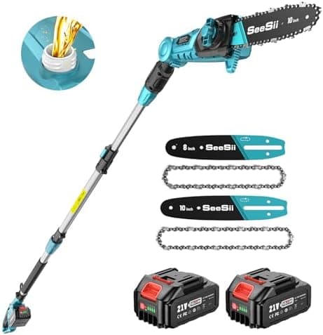 SEESII 18V Mini Kettensäge, Einhand Aufchargebare Säge mit Automatischem Ölversorgung, Ideal für Gartenarbeiten und Holz