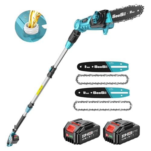 SEESII 18V Mini Kettensäge, Einhand Aufchargebare Säge mit Automatischem Ölversorgung, Ideal für Gartenarbeiten und Holz