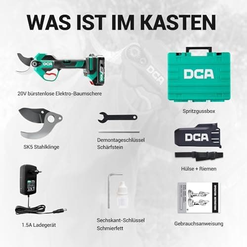 DCA Akku Astschere 20V - Elektrische Baumschere mit Safety-Sleeve für Profis und Hobbygärtner
| DCA 20V Astschere - Por