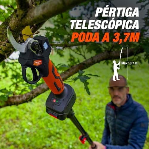 Altuna Akku-Gartenschere KitTitan - Elektrische Kettensäge + Elektrische Gartenschere + Teleskopstange 1,63 Meter + 2 Ak