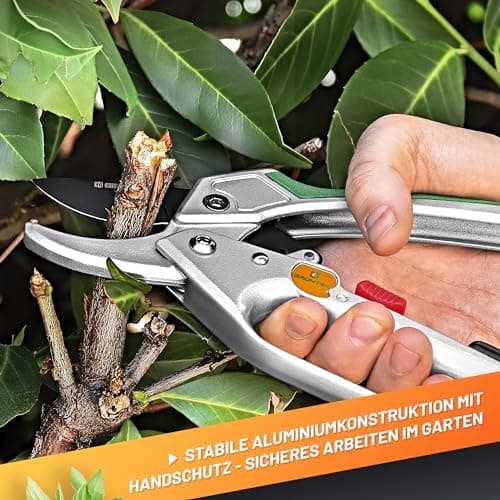 GRÜNTEK KONDOR Präzisionsschliff Astschere Amboss Ratschen-Gartenschere 200 mm - SK5-Klinge, Automatischer Ratschenmecha