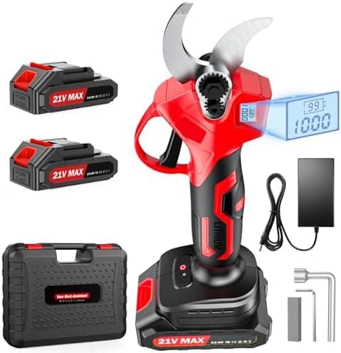 XIAZIR Elektrische Astschere 600W Brushless-Motor, Kabellos für Garten, Obstgarten & Farm 2×21V 2000mAh Akku