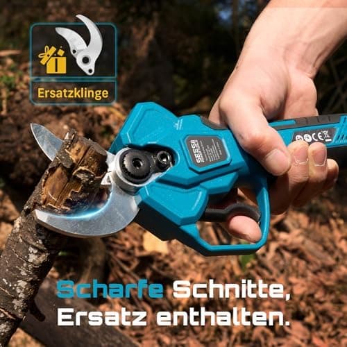 SEESII Akku Astschere CS440 – Bürstenloses elektrisches Gartengerät mit SK5-Klinge und 2 * 4000 mAh Akkus, für professio