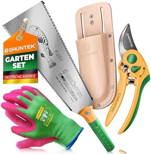 GRÜNTEK GRIZZLY Metall-Amboss Heckenschere – Antihaftbeschichtung, 60mm Klingenlänge, 2-fach-Getriebe, ergonomische Grif