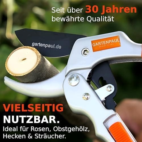 GARTENPAUL Premium Gartenschere mit Ratschenfunktion, robuste Profi-Qualität, 30 Jahre Qualität für Gartenfreunde