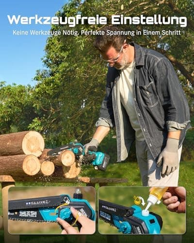 SEESII 2-in-1 Akku Hochentaster, |87m Reichweite elektrische Kettensäge mit 2 x 4000 mAh Batterien für Baumtrimmen und A