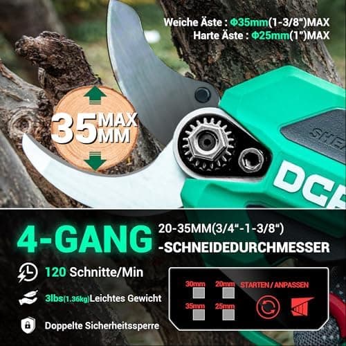DCA Akku Astschere 20V - Elektrische Baumschere mit Safety-Sleeve für Profis und Hobbygärtner
| DCA 20V Astschere - Por