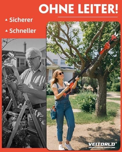 Veitorld Astschere Teleskop, 2000mAh Akku, Teleskopstange 130-245 cm, Geschenk für Männer zu Valentinstag