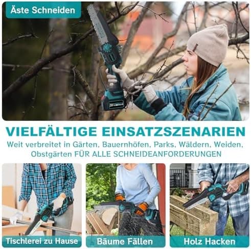 Mini Kettensäge mit Akku 8000mAh für Gartenarbeit
| 8-Zoll Mini Kettensäge Elektro mit Automatischer Öler
| Bürstenlose