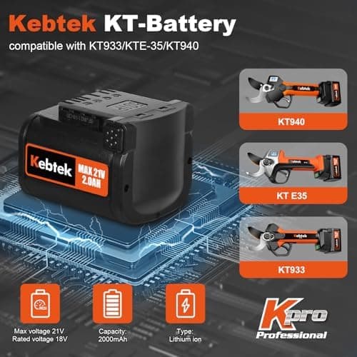 Ersatz Lithium-Ion-Akku für kabellose Astscheren, 2000mAh 10C High-Rate Discharge, Max 21V Rated 18V