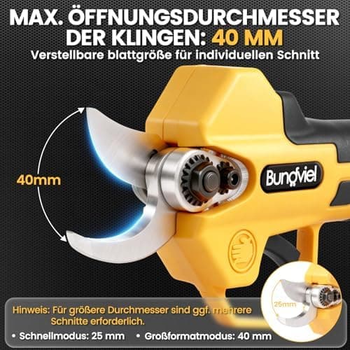 Akku Astschere mit 600W Motor - 2 x 21V 4000mAh Akkus - Geschenk für Männer und Frauen zu Valentinstag  
Bürstenlose Gar