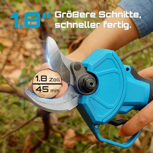 SEESII Akku Elektrische Gartenschere PS041Pro - 4,5 m Reichweite, 2x 4,0Ah Akkus, Brushless Motor, SK5 Klinge