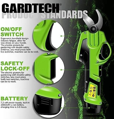 Gardtech Elektrische Astschere 7.2V Akku - ideal für Gartenpflanzen und Topfpflanzen - schnell schneidend, 1 Stück 2Ah L