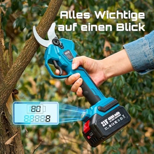 SEESII Akku Astschere CS440 – Bürstenloses elektrisches Gartengerät mit SK5-Klinge und 2 * 4000 mAh Akkus, für professio