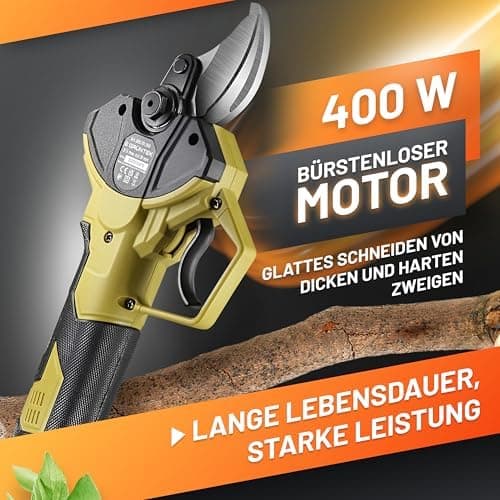 GRÜNTEK Akku Astschere 21V 2Ah Elektrische Gartenschere Makita-Kompatibel für Profis im Garten-Baumbestockung Sk5 Klinge
