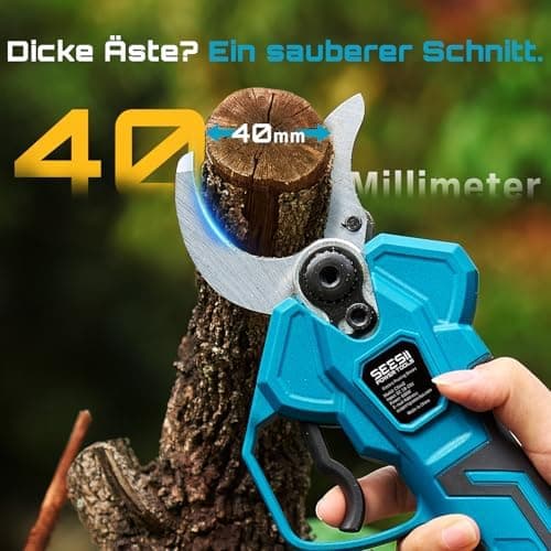SEESII Akku Astschere CS440 – Bürstenloses elektrisches Gartengerät mit SK5-Klinge und 2 * 4000 mAh Akkus, für professio