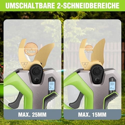 WORKPRO 12V Akku Heckenschere mit bürstenlosem Motor, professionelle Gartenschere für Garten und Obstbäume, 2-Akku-Koffe