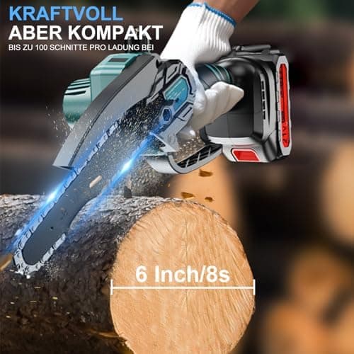 Olubfdh Mini Kettensäge Akku 4000mAh für Gartenarbeiten und Holzschneiderei