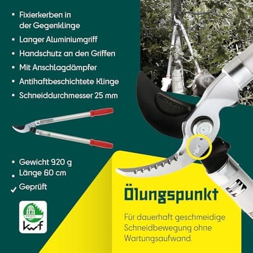 Berger Astschere Bypass Klassik 4200 Antihaftscharnier klingelos länglich Anschlagdämpfer 60cm