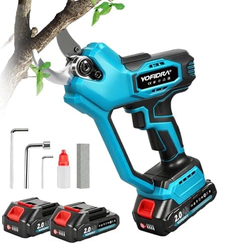 Yofidra Akku Astschere 21V Für Gartenliebhaber | Bürstenloser Motor und LCD Schnittzähler | 2 x 2000mAh Akkus | SK5 Klin