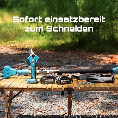 SEESII Akku Elektrische Gartenschere PS041Pro - 4,5 m Reichweite, 2x 4,0Ah Akkus, Brushless Motor, SK5 Klinge