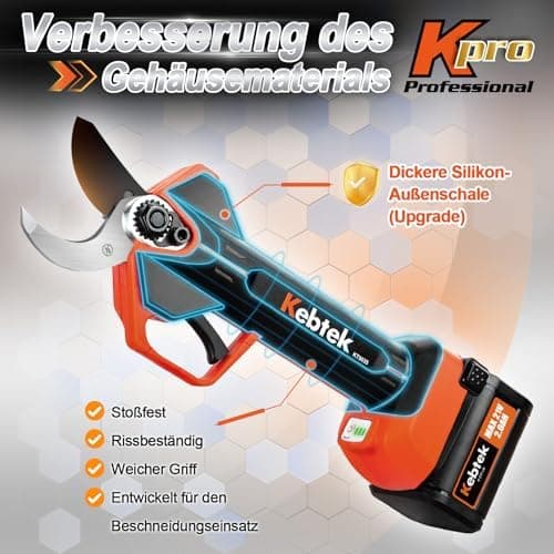 Kebtek 9035 Schnurlose Gartenschere 35mm für Kebtek 21V 2AH Akku - Professional, Leichtgewichtig und Heavy Duty