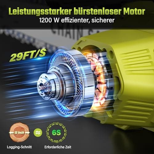 Akku Kettensäge 8000mAh 12"Für Garten, Akku Kettensäge mit Ölversorgung und Ersatzkette, Elektrische Holzschere