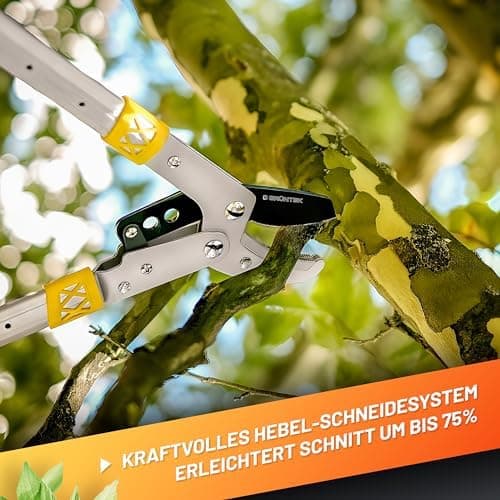 GRÜNTEK SMART-CUT AMBOSS-Astschere 685-1015 mm, gehärtete Klinge, 7-Fach verstellbare Griffe, perfekt für Baumkötter!