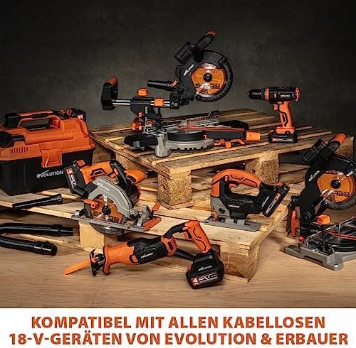 Evolution Power Tools Lithium-Ionen-Akkupack 18 V - 4 Ah für Profis und Do-it-Yourselfer bei Baustellen und Heimrenovier