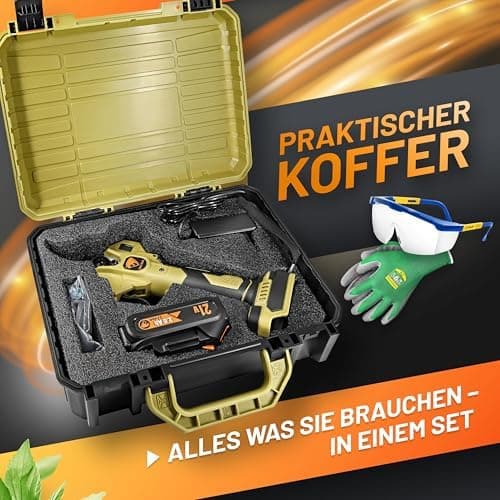 GRÜNTEK Akku Astschere 21V 2Ah Elektrische Gartenschere Makita-Kompatibel für Profis im Garten-Baumbestockung Sk5 Klinge
