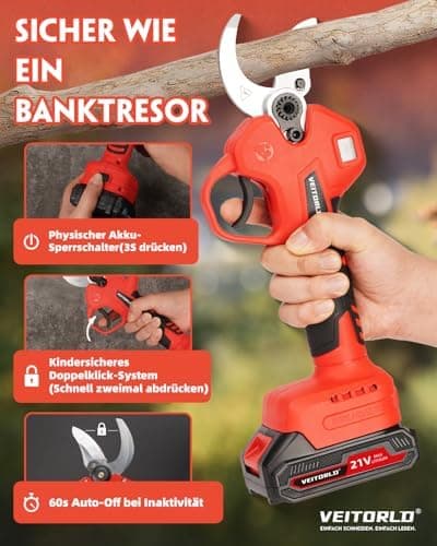 Veitorld Astschere Teleskop, 2000mAh Akku, Teleskopstange 130-245 cm, Geschenk für Männer zu Valentinstag