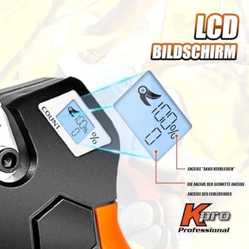 Kebtek Elektrische Gartenschere 40MM - Professionelle Akku Gartenschere 18V, 2Pack 2AH Lithium Batterie