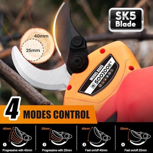 SOOJOOK Professional Akku Astschere 1050W 2x21V 2A für Profis und Amateure, Ideal für Gartenpflege in variousiven Bereic