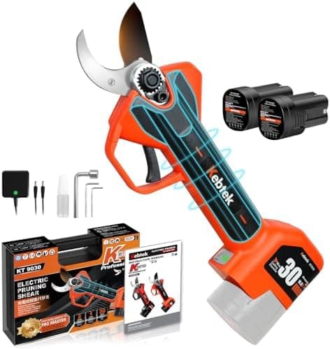 Kebtek Professionelle 2025 NEU Elektrische Gartenschere, 16.8V 30mm Laufzeit 8-10H Sicherheitsschalter, Heavy Duty Garte