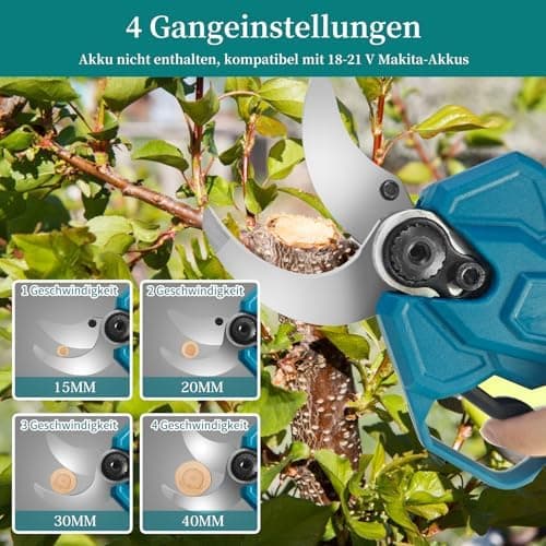 VKE Profi Akku Gartenschere 600W LED Anzeige Schneiddurchmesser 40mm