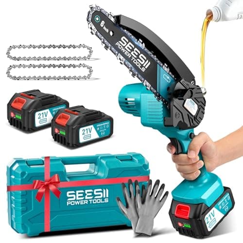 SEESII Akku-Kettensäge 8000mAh 6 Zoll für Gartenarbeiten Handicraftenierte Holzschere