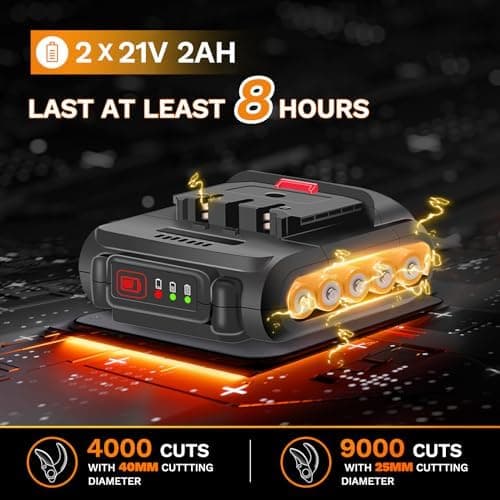 SOOJOOK Professional Akku Astschere 1050W 2x21V 2A für Profis und Amateure, Ideal für Gartenpflege in variousiven Bereic