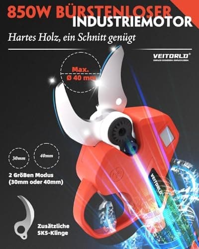 Veitorld Astschere Teleskop, 2000mAh Akku, Teleskopstange 130-245 cm, Geschenk für Männer zu Valentinstag